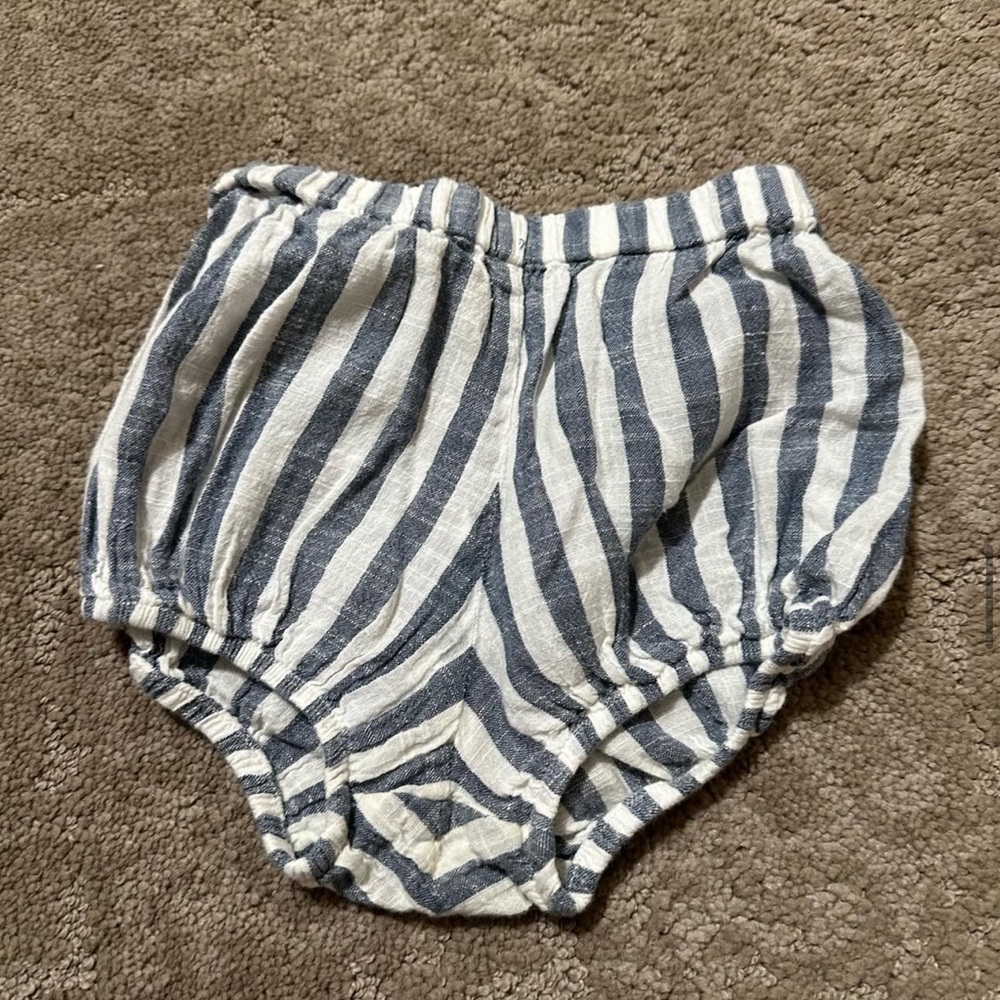 Little cotton clothes Striped Blue and White Baby Bloomers 18/24 months play